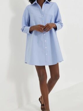 Pomander Place Light Blue Shirt Dress with Classic Collar